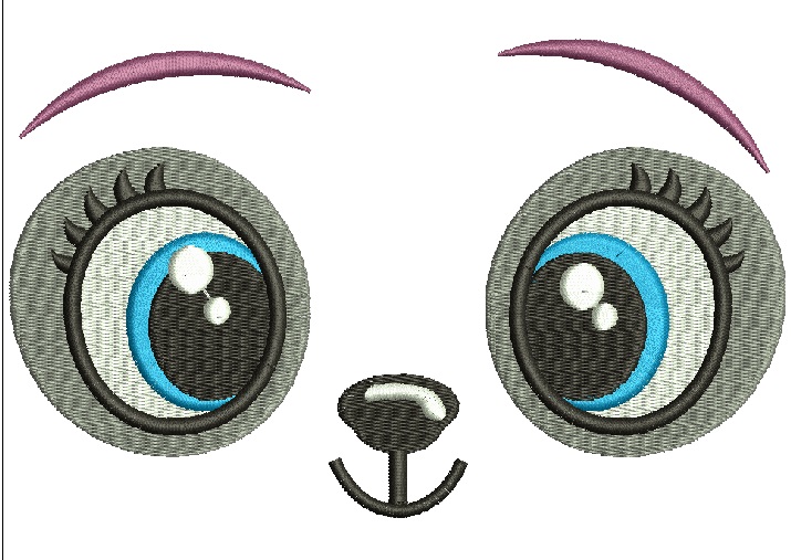 Panda bear muzzle big sizes machine embroidery design