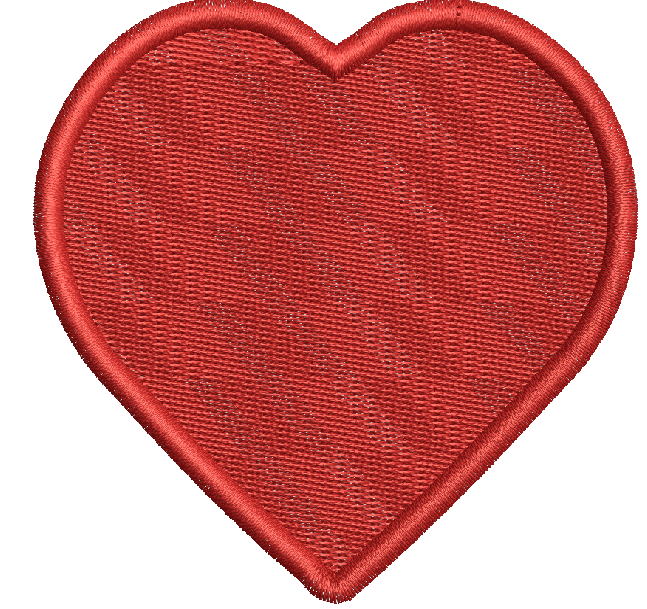 Red heart patch machine embroidery design 