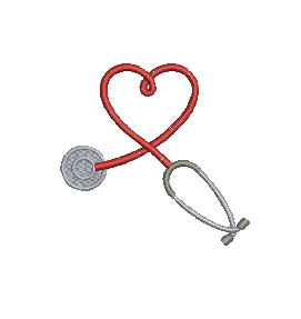 Phonendoscope and heart machine embroidery design 