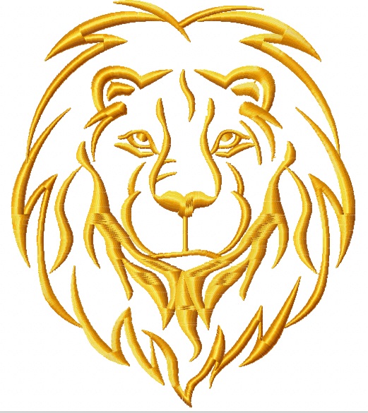 Gold lion head machine embroidery design 