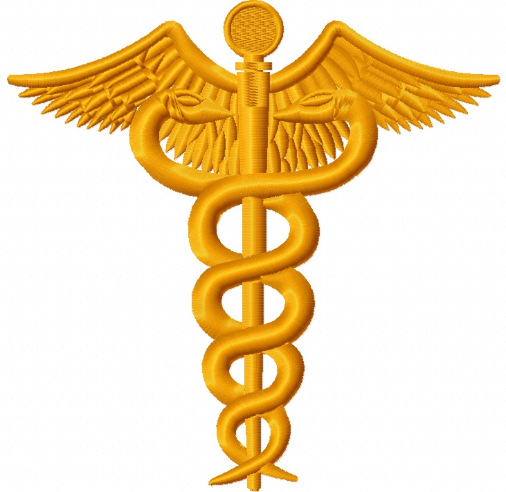 Caduceus embroidery design, medical pattern, healthcare design 