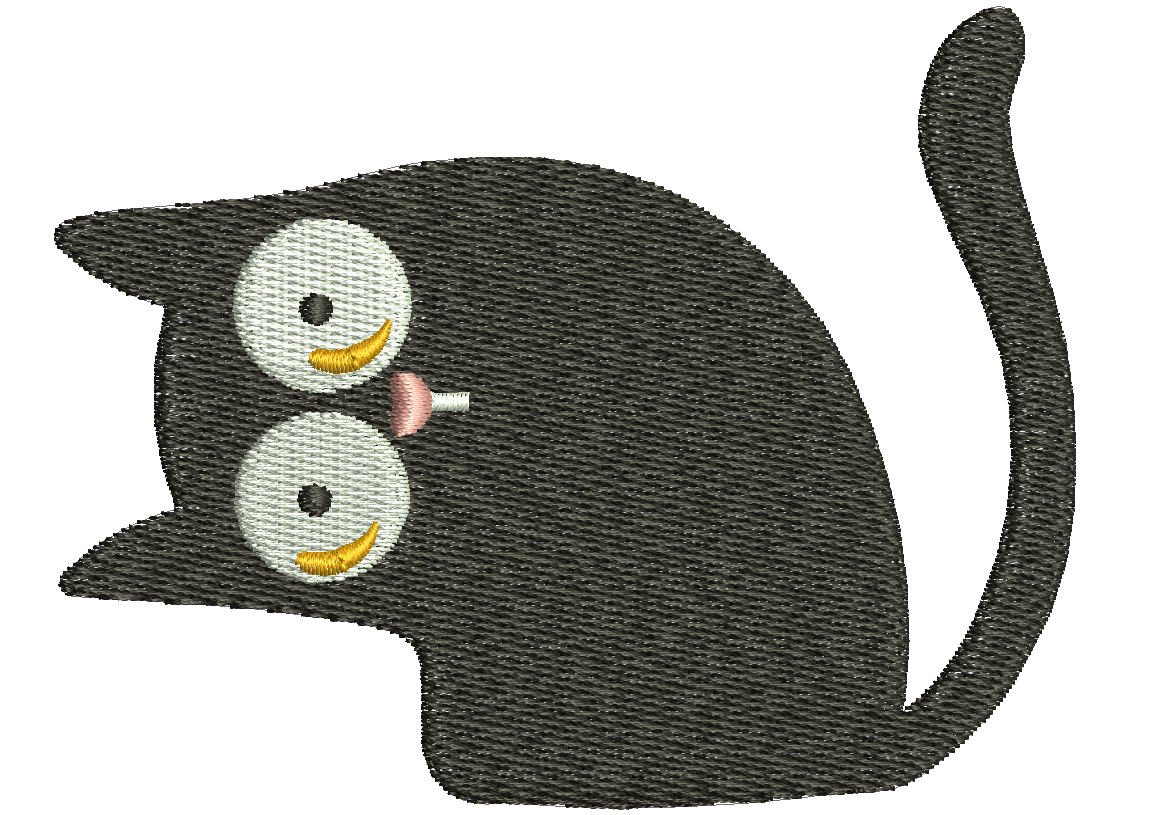 Curious black cat for pocket embroidery, machine embroidery design 