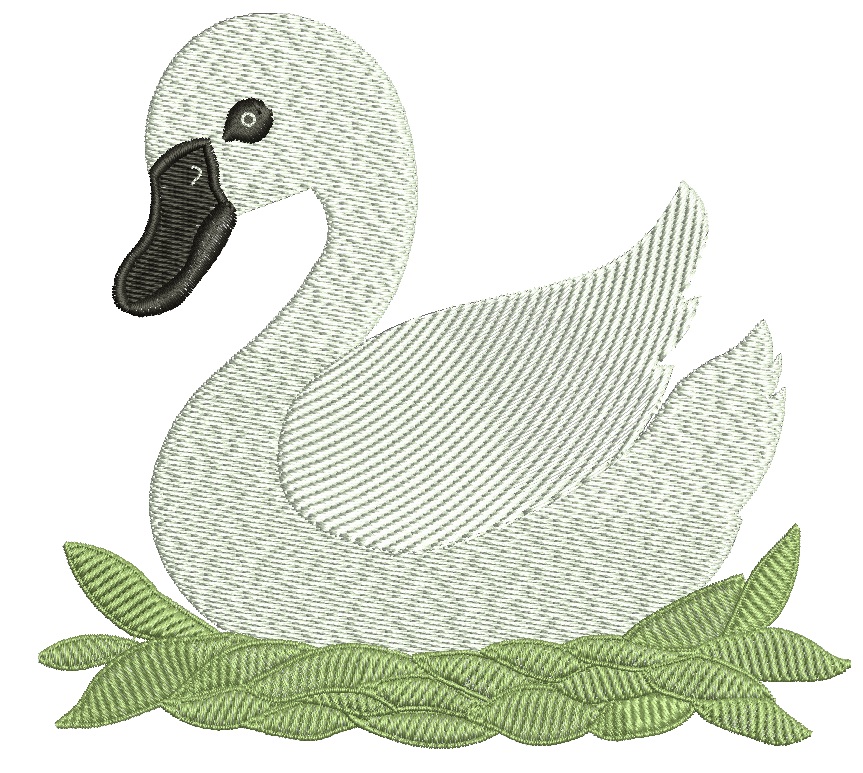 Elegant swan machine embroidery design 
