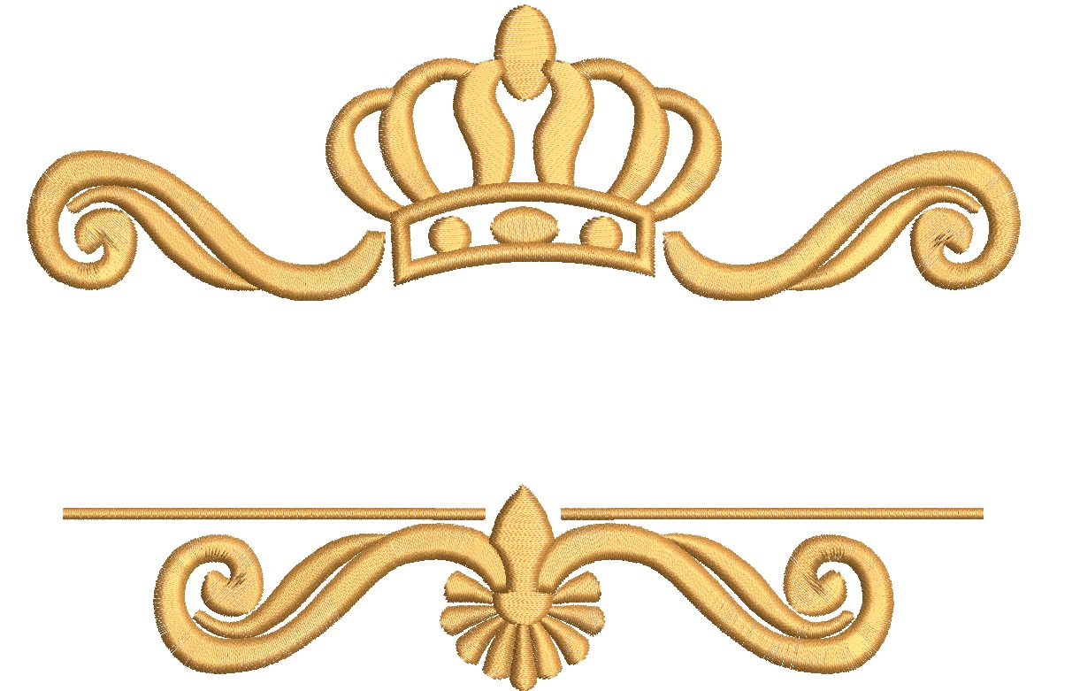Crown and baroque openwork border machine embroidery design  