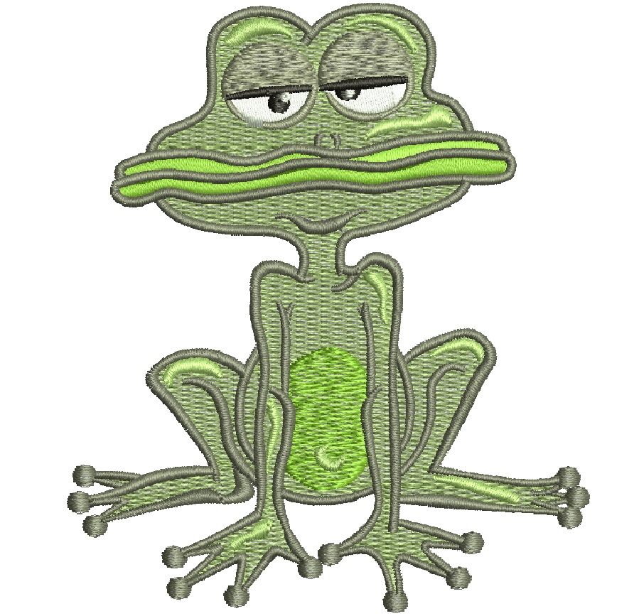 Cute frog machine embroidery design 