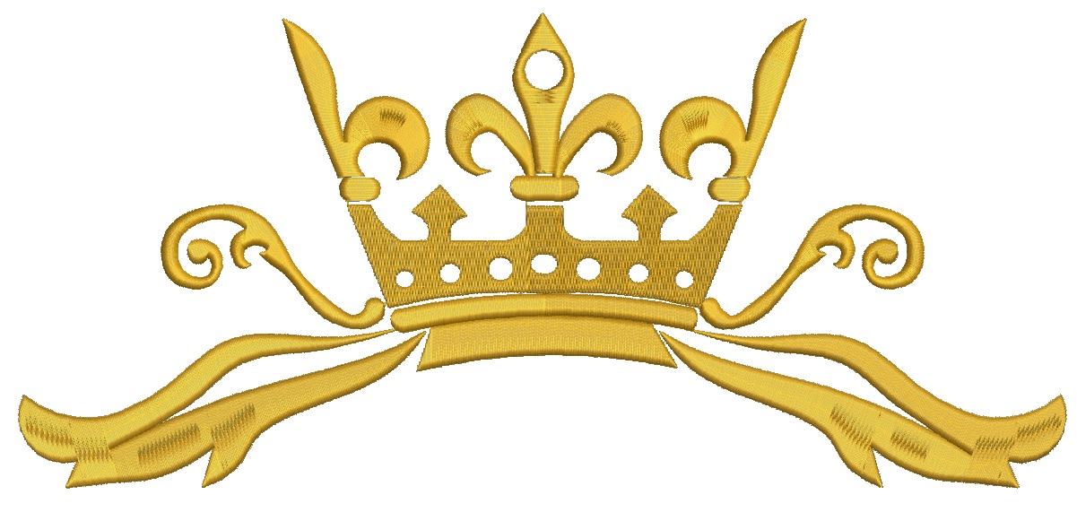 Crown with horizontal flower pattern machine embroidery design  