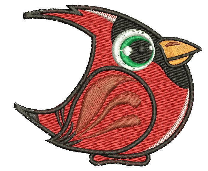 Cute cartoon cardinal bird machine embroidery design  