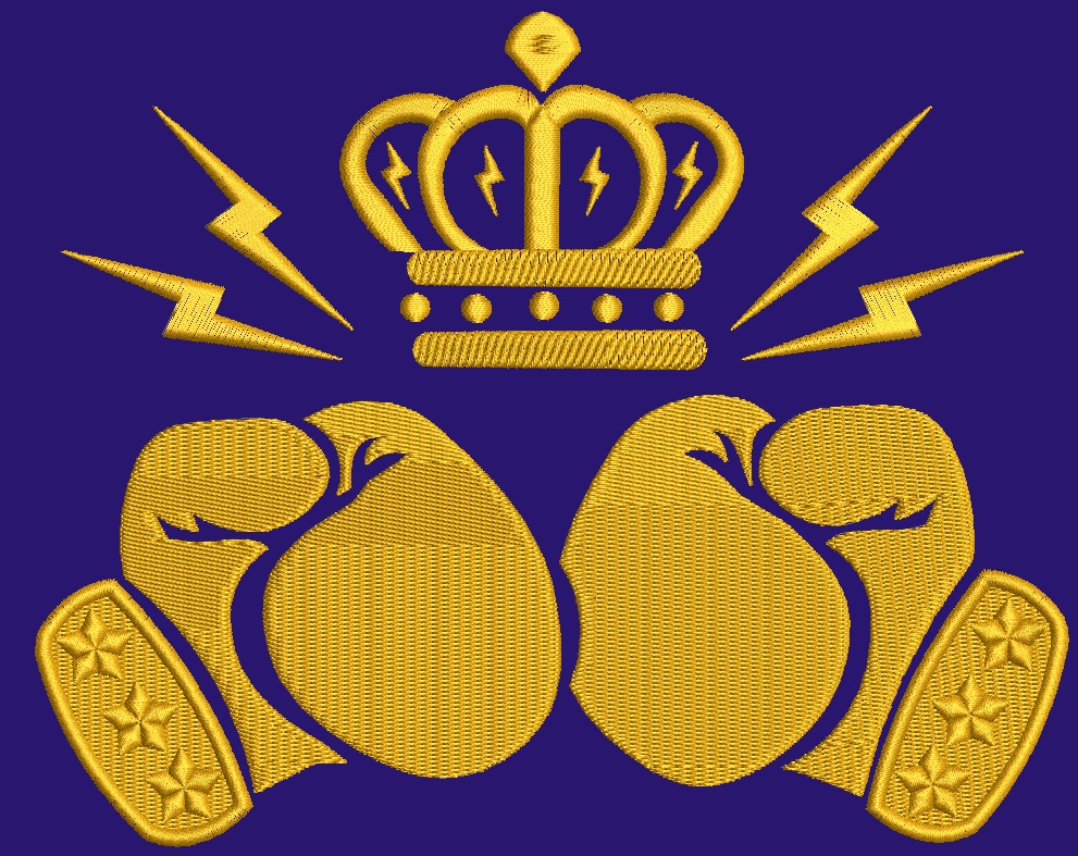 Boxing gloves with laurel wreath machine embroidery design 