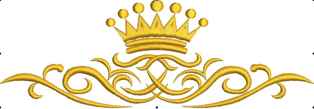 Crown and Wave Pattern Machine Embroidery Design.  