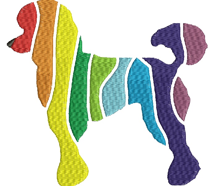 Poodle Dog Rainbow Machine Embroidery Design 