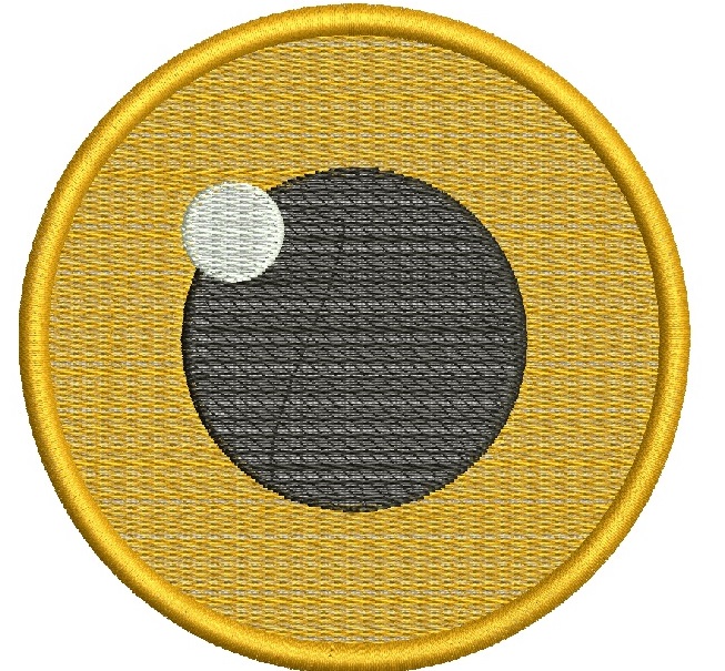 Round Yellow Doll Eye Machine Embroidery Design 