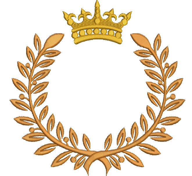 Crown and Laurel Wreath Machine Embroidery Design 