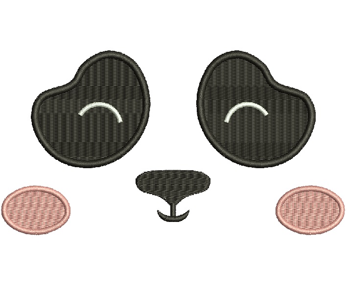 Panda Face, Eyes and Nose Machine Embroidery Design 
