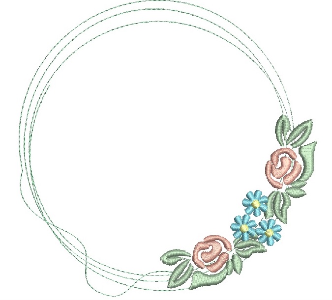  Floral Monogram Wreath Machine Embroidery Design 