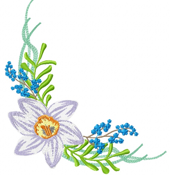 Rustic Wedding Style Floral Frame for Monogram Machine Embroidery Design 