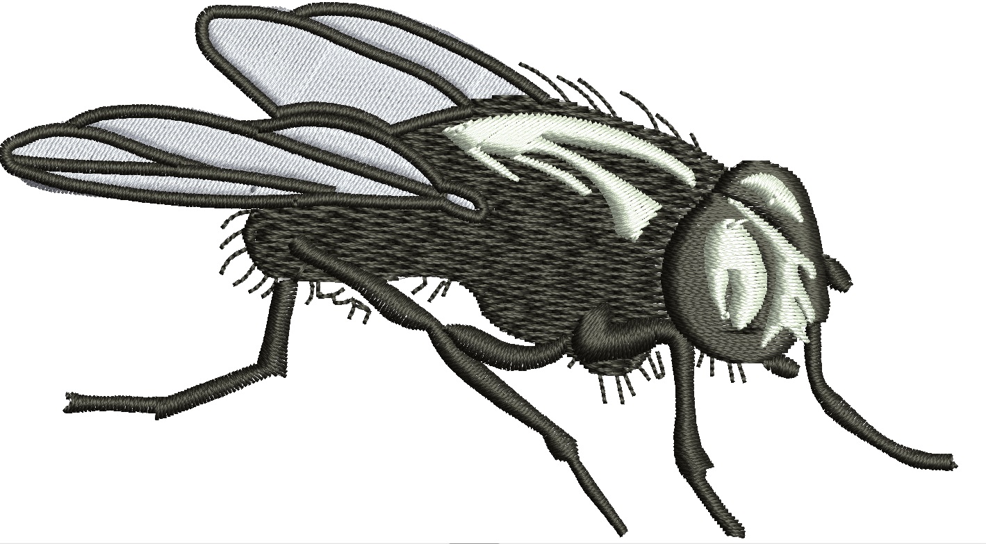 Realistic Black Fly Machine Embroidery Design 