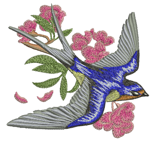 Swallow and Sakura Bush Machine Embroidery Design04082025