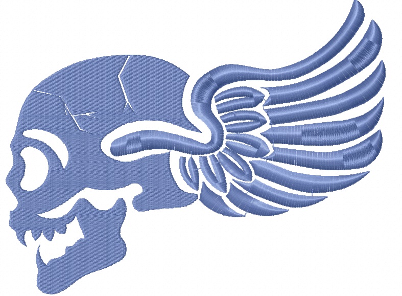 Skull and Wings Machine Embroidery Design 
