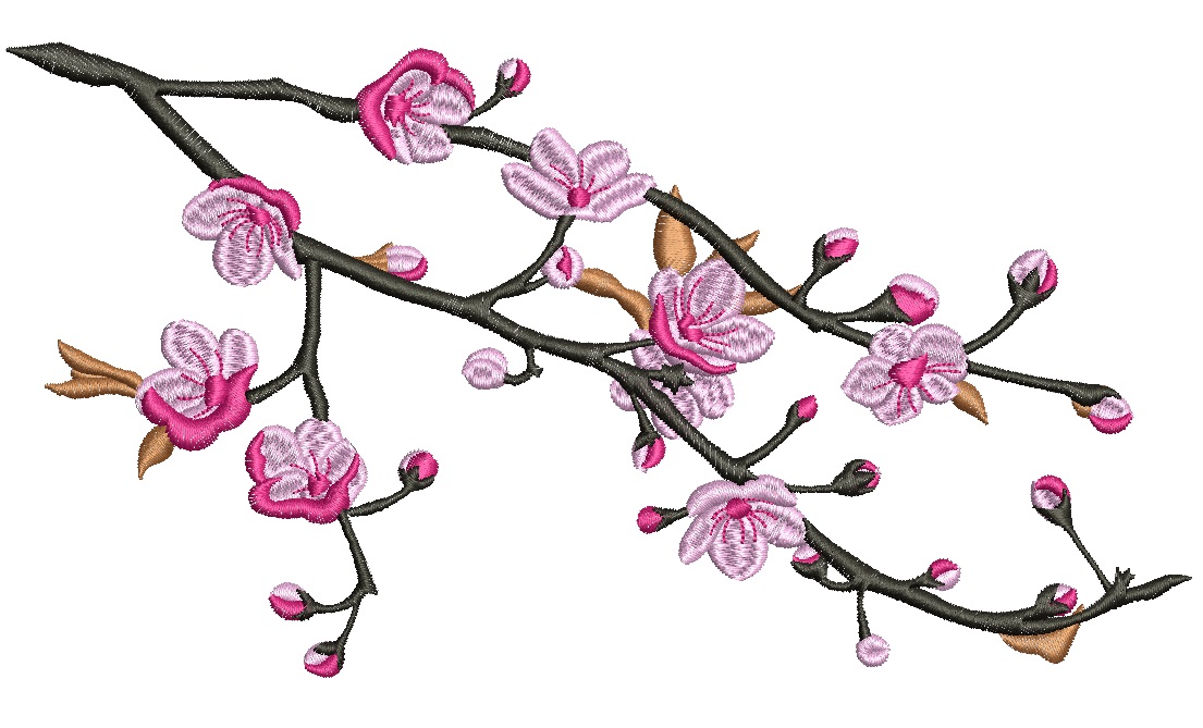 Sakura Branch Machine Embroidery Design 