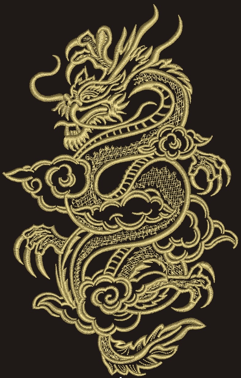 Oriental Dragon Large Sizes Machine Embroidery Design 
