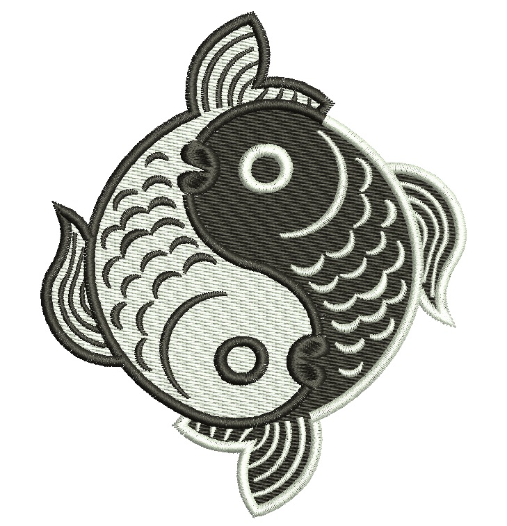 Yin Yang Fishes Machine Embroidery Design 