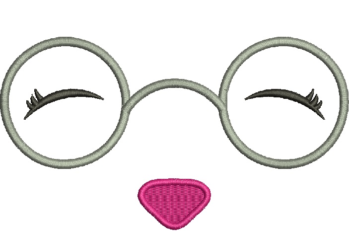 Muzzle Bunny with Glasses Machine Embroidery Design06092025