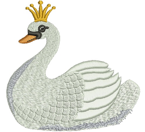 Swan with Crown Machine Embroidery Design 