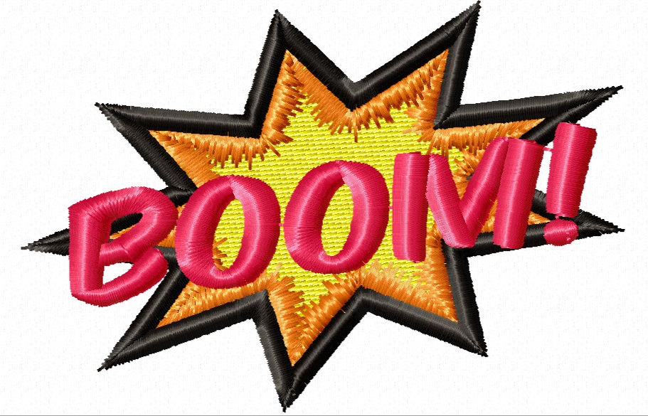 Boom text machine embroidery design 