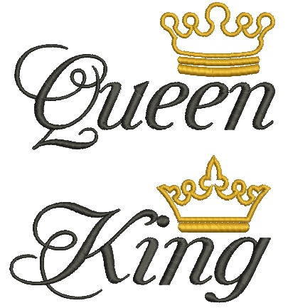 Queen and King, Mr and Mrs, His and Her Wedding Gift Machine Embroidery Design 