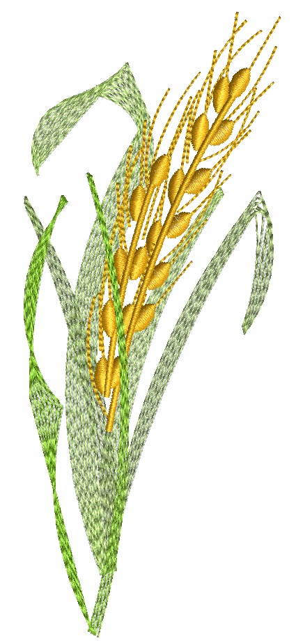 Rice Stalk with Leaves Machine Embroidery Design 