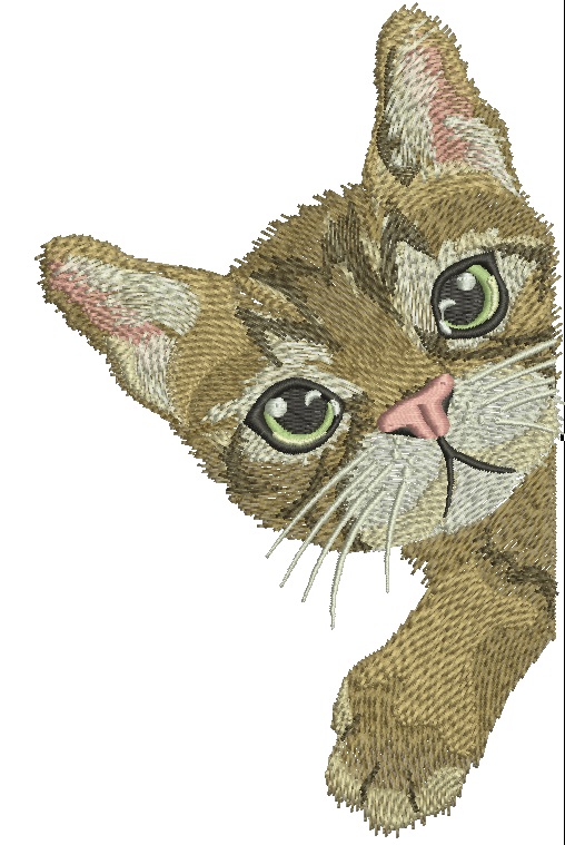 Peeping Cat Machine Embroidery Design 