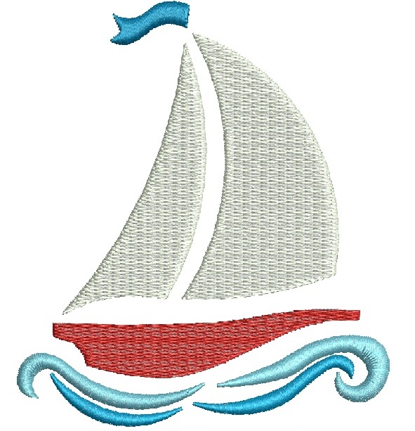 Sailing Boat on the Waves Machine Embroidery Design 