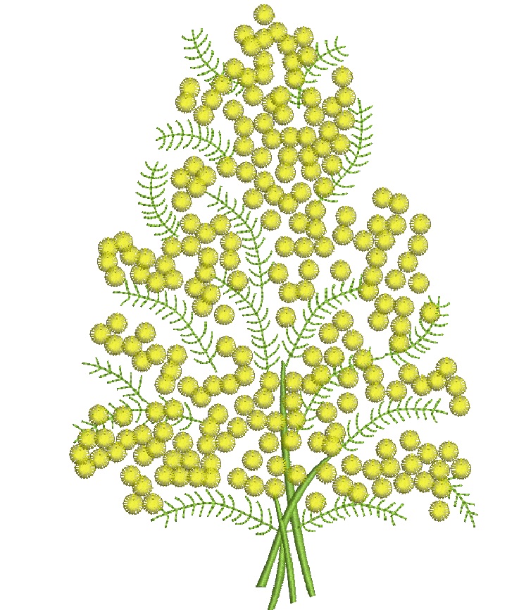 Mimosa  branch Machine Embroidery Design 
