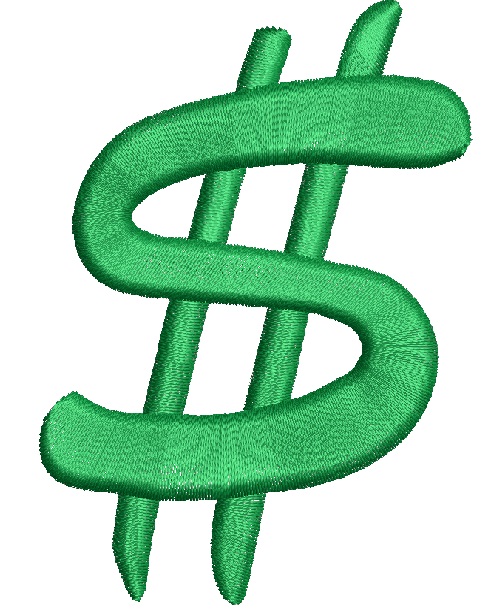 Dollar Sign Machine Embroidery Design 
