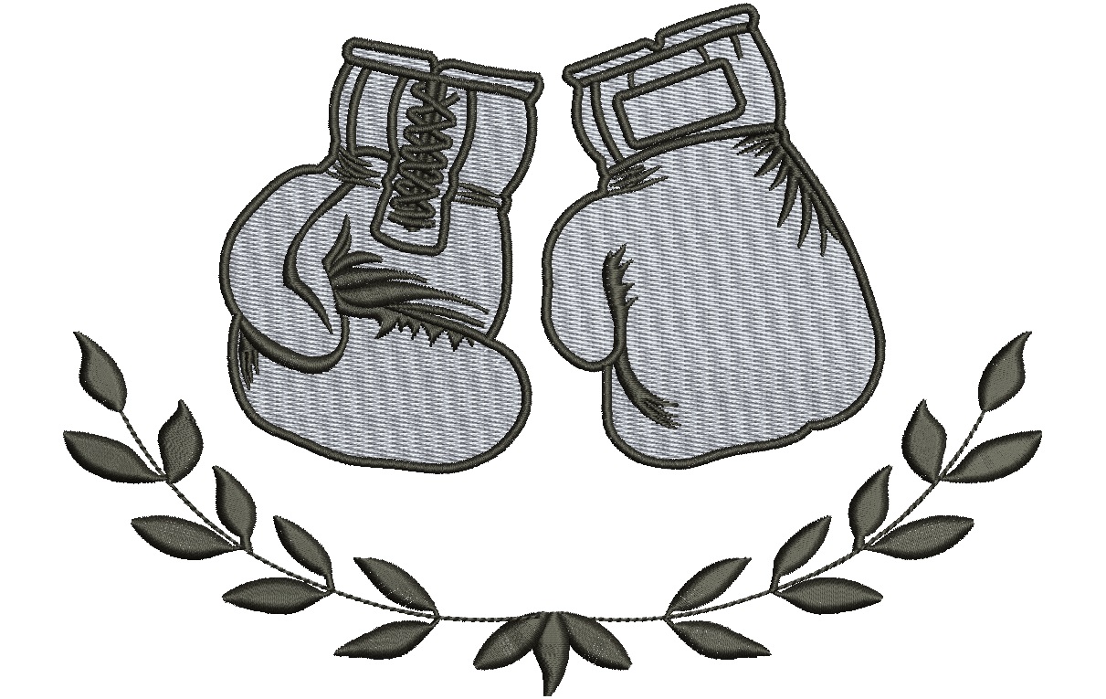 boxing gloves and laurel machine embroidery design 