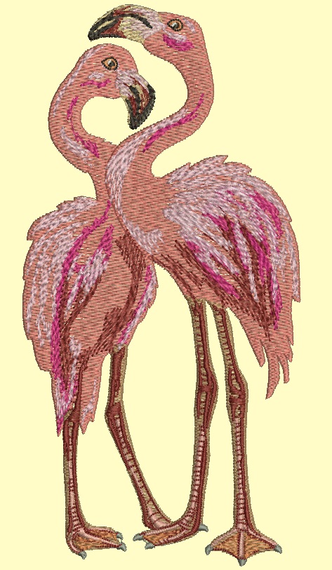 Couple of Pink Flamingos Machine Embroidery Design 