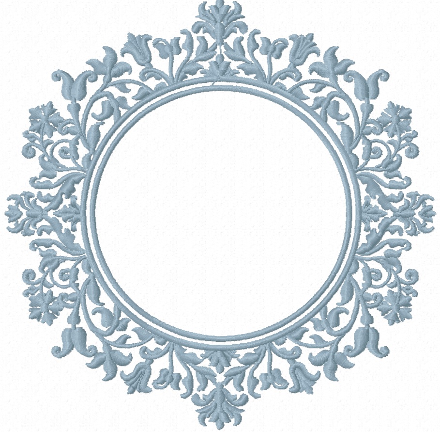 Circular Floral Ornament Frame Machine Embroidery Design 
