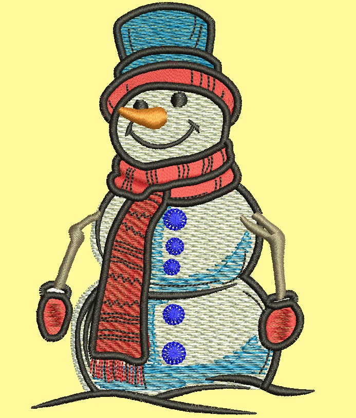 Cute Snowman Machine Embroidery Design 