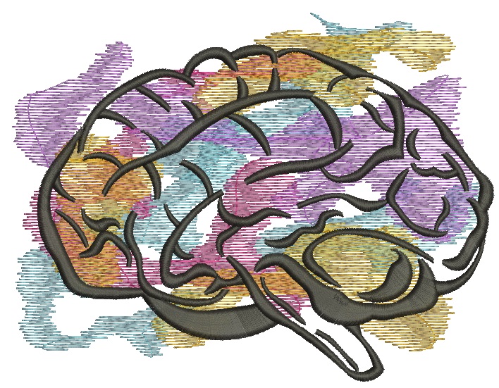 Realistic Human Brain Machine Embroidery Design 