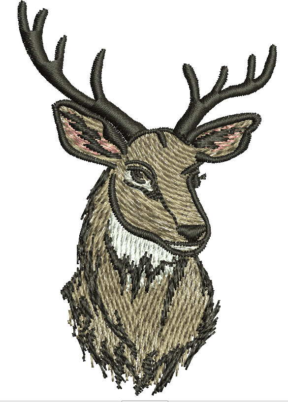 Whitetail Buck Deer Head Machine Embroidery Design 
