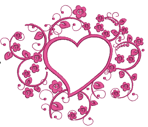 Heart and Floral Accent Machine Embroidery Design for Clothing, Accessories, and Home Décor