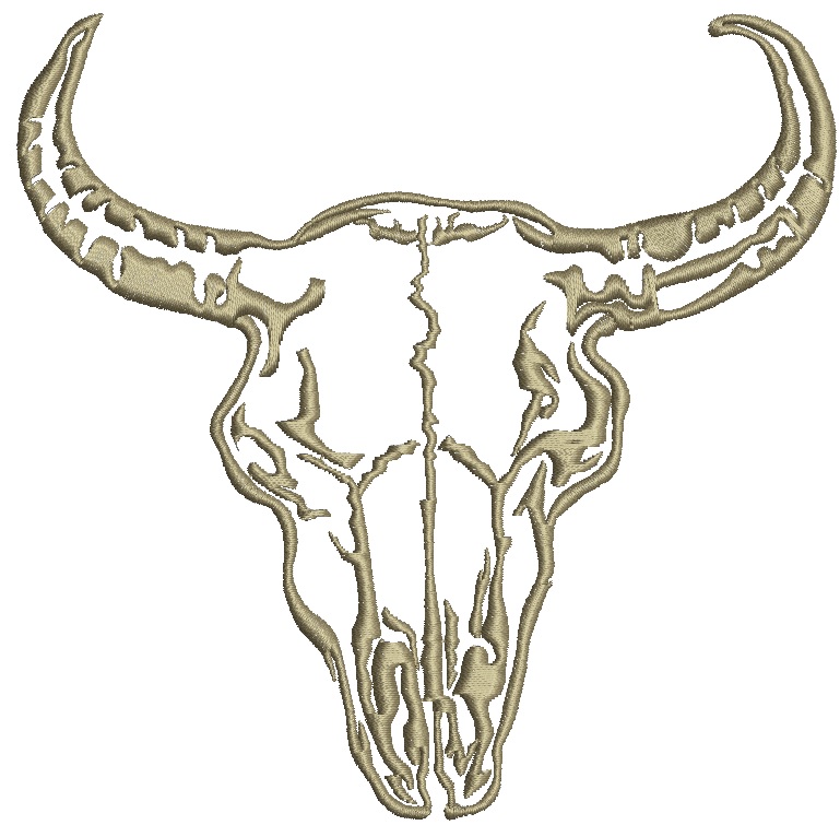 Longhorn Bull Skull Machine Embroidery Design  