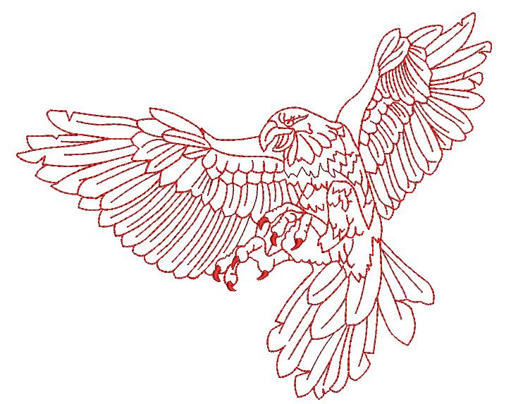 Eagle Redwork Patchwork Machine Embroidery Design – Classic Outline Pattern 