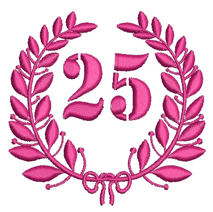 Laurel Wreath 25th Anniversary Machine Embroidery Design 