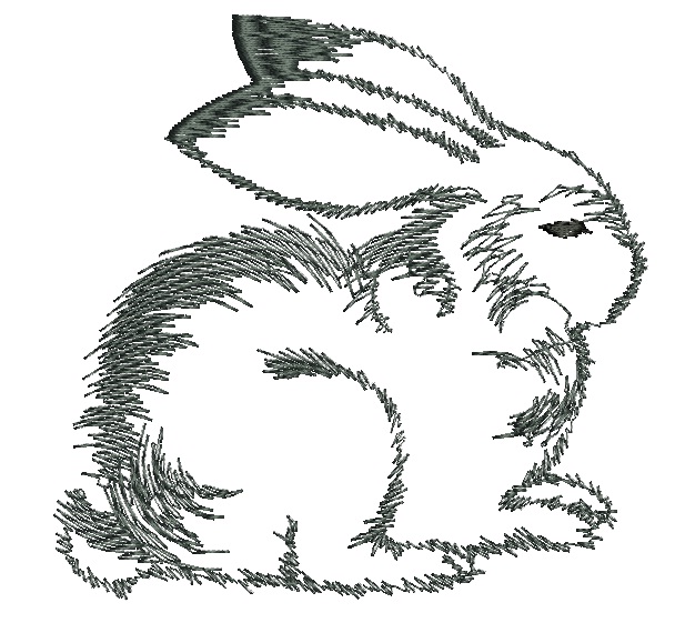 Rabbit Machine Embroidery Design Low Stitch Count  