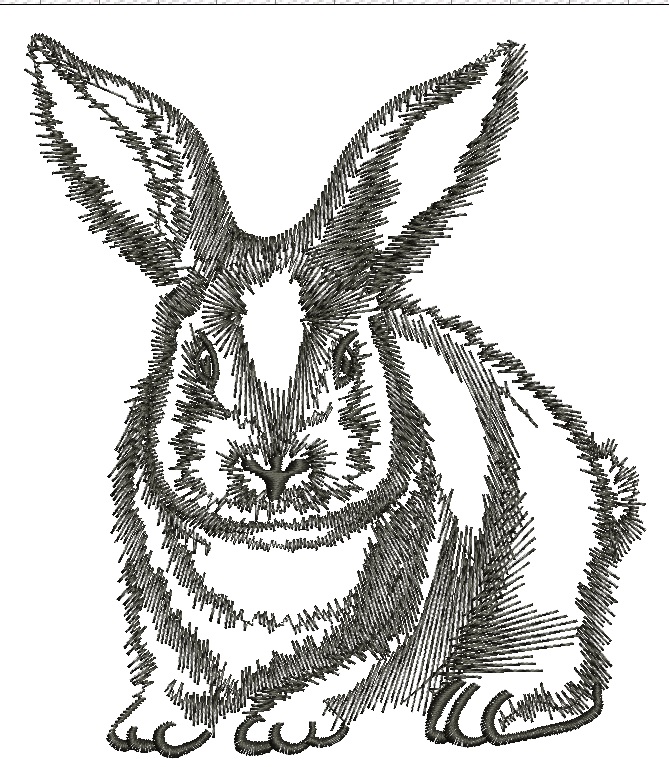 Rabbit Machine Embroidery Design Low Stitch Count 