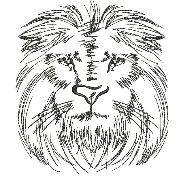 Lion Line Art Machine Embroidery Design 