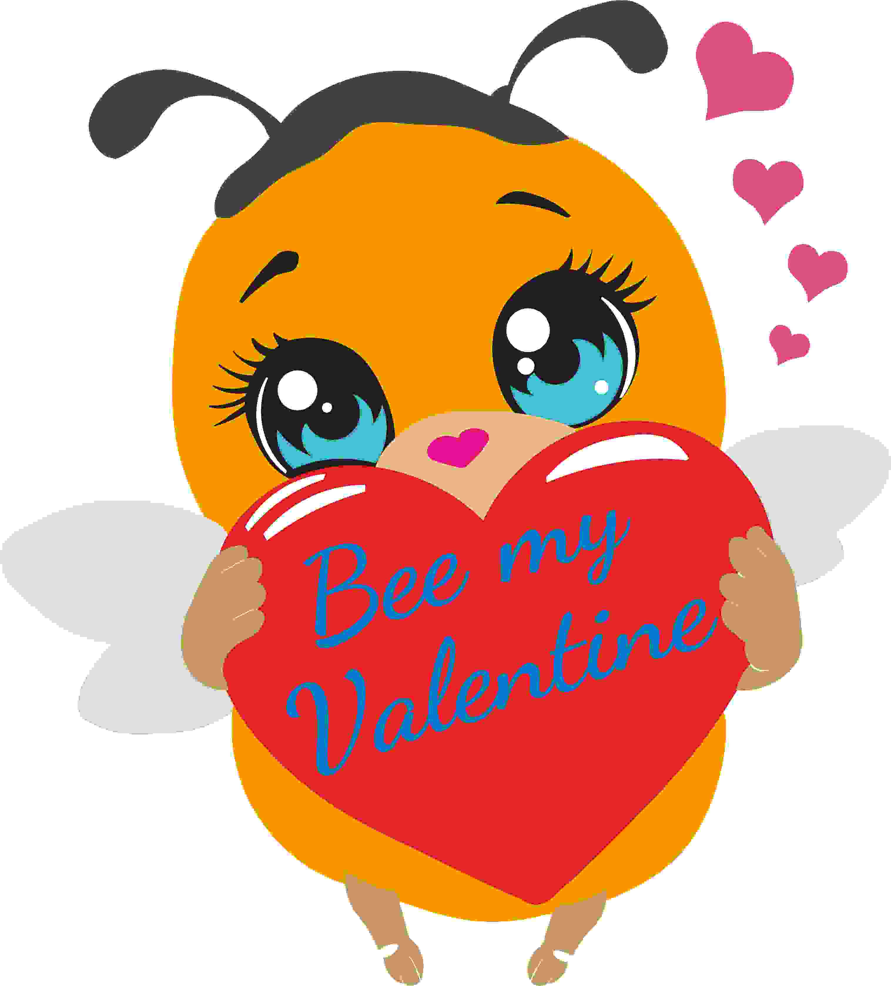 Bee My Valentine SVG Cut File, Valentine Bee Quote Digital Design, Love Phrase Vector Artwork