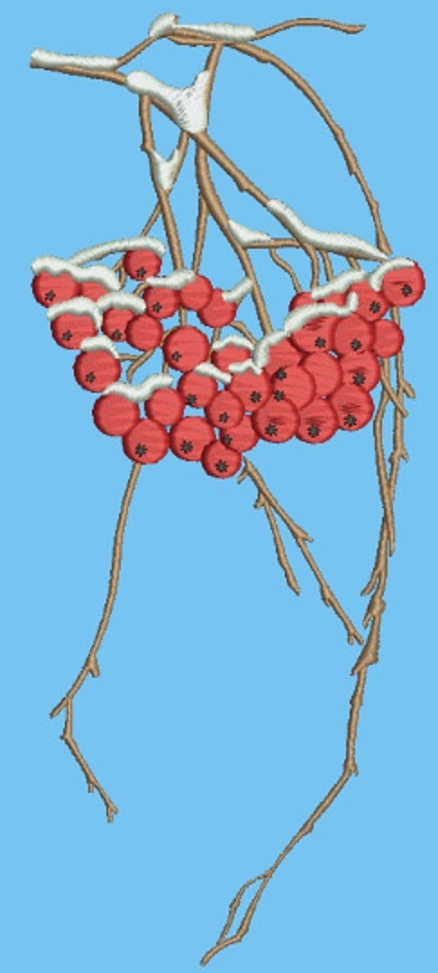 Rowan Branch in the Snow Machine Embroidery Design 