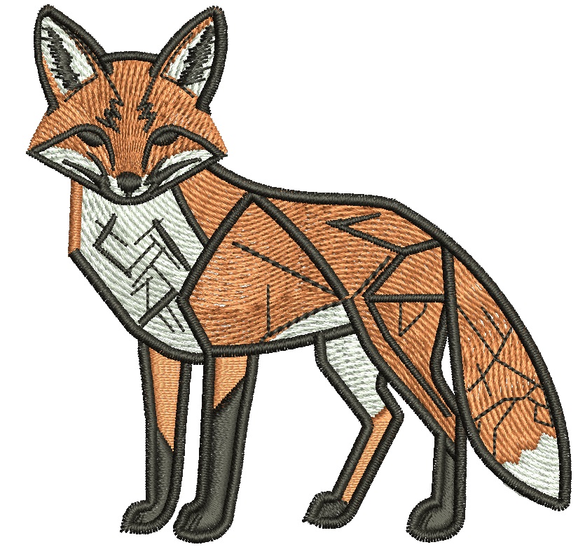 Geometric Polygonal Fox Machine Embroidery Design  